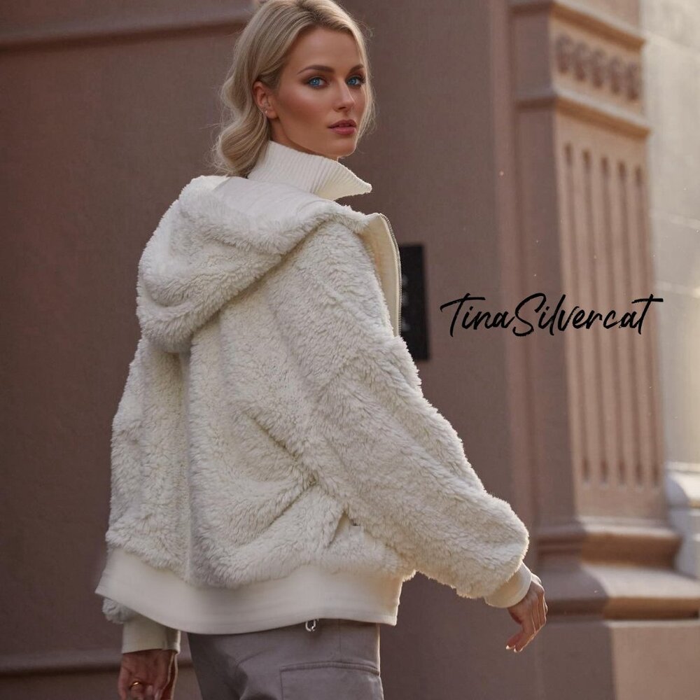 BLOGGER'S FAVE! Zara Hooded Teddy Coat NWT - Picture 5 of 12